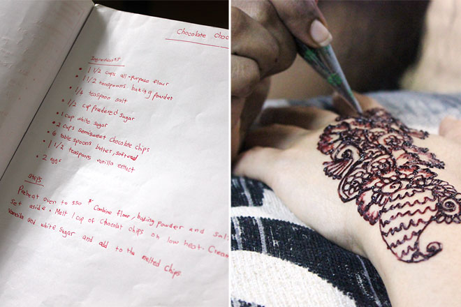 Getting henna done.