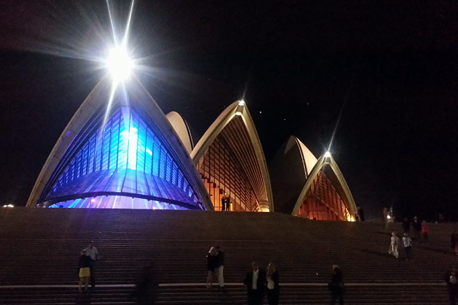 Sydney Opera House at night.
