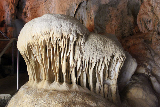 Stalagmites, look like mushrooms.