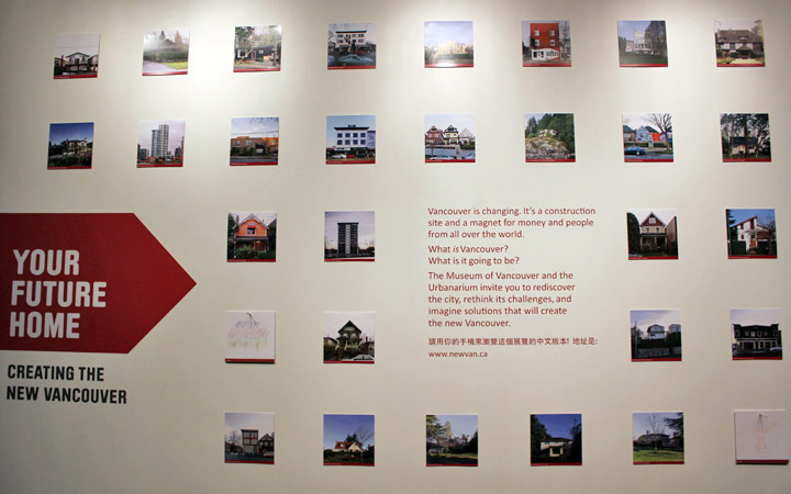 Wall of photos of houses